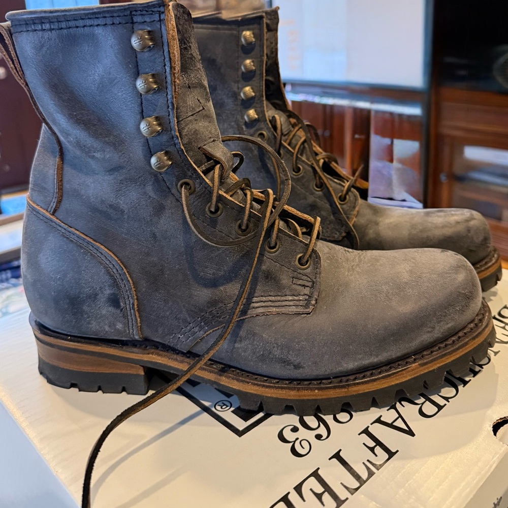 Frye Men's Black Logger Lace-Up Work Boots Size 9M